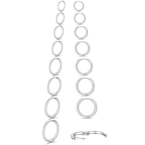 Edelstahl Creolen Silber für Frauen 8Pairs Männer Ohrstecker Chirurgenstahl Hypoallergenie Silber Ohrringe Titan Silber Ohrringe Set Damenohrringe Ohrringe Silber Ohrringe Damen Geschenk für Frauen
