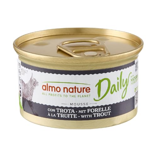 Almo Nature Daily - Nassfutter für Erwachsene Katzen - Mousse - Forelle - 85 g Packung mit 24
