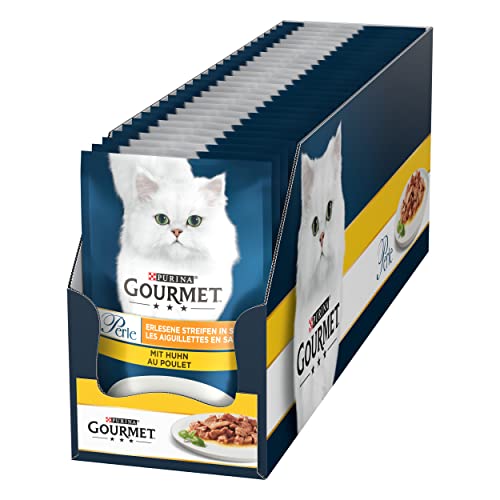 Gourmet Perle Erlesene Streifen Katzenfutter nass mit Huhn 26er Pack 26 x 85g
