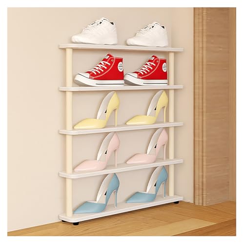 Schlankes Schuhregal aus Holz platzsparender 5-stöckiger Schuh für Kinder und Erwachsene Aufbewahrungslösung für Tür und Flur 60 cm 15 cm Schichtabstand