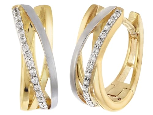 trendor Damen-Ohrringe 925 Silber Bicolor Zirkonia Creolen eleganter Ohrschmuck für Frauen modische Geschenkidee und edles Accessoire 28028
