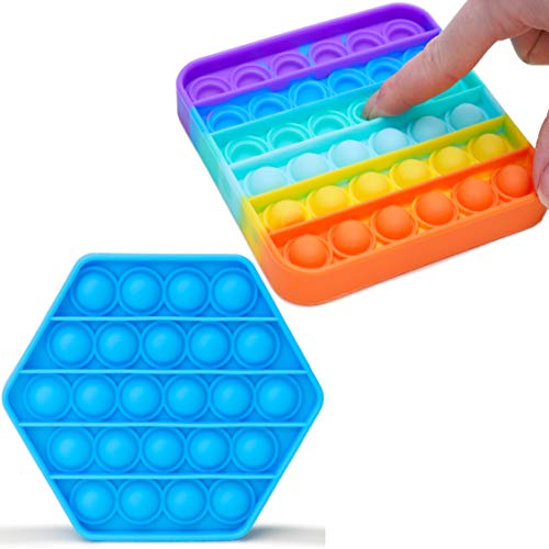 Toyland 2er Pack   Sensorisches Zappelspielzeug   Viele zur Auswahl Rainbow Square Blue Hexagon