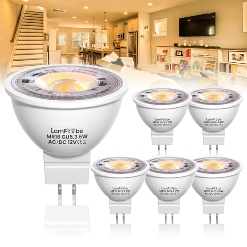 Lamptobe LED Glühbirne GU5.3 MR16 3000K Warmes Weiß 6 W Ersetzt 60W Halogen Leuchtmittel Nicht Dimmbar MR 16 GU5.3 38 Strahler 480lm Punktbeleuchtung 38 Abstrahlwinkel 6 Stück