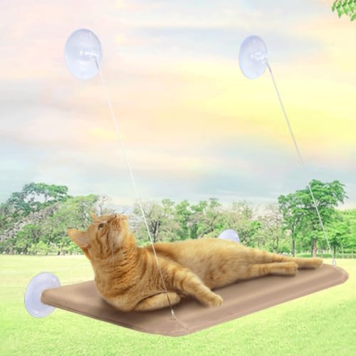 Binnan Fenster Katzenhängematte Katzen Fensterplatz Window Katzen Fensterliegebrett mit Hoher Tragfähigkeit Katzen Hängematte Fenster mit Starken Saugnäpfen Leicht zu Reinigen Tierbedarf