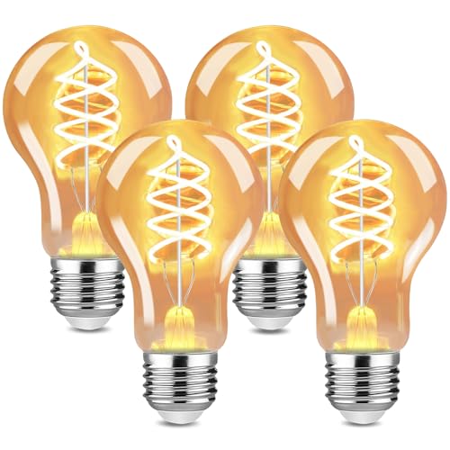 Dahanky 4Stück Edison Vintageühbirne 4Wühbirne Vintage Antikeühbirne A60 warmweiß 2700K Licht Beleuchtung für Nostalgie Haus Caf Bar Restaurant