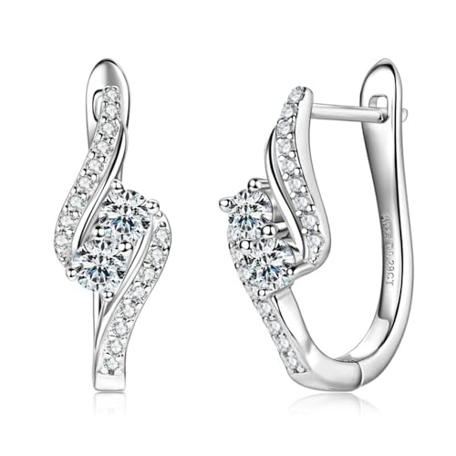 Funkelnde Moissanit Creolen Ohrringe -Diamant Creolen mit GRA Echtheitszertifikat -925 Sterling Silber mit 18K Gelbgold Weißgold-stilvollen Geschenkverpackung von ROUGEMONT Jewelllery Weißgold