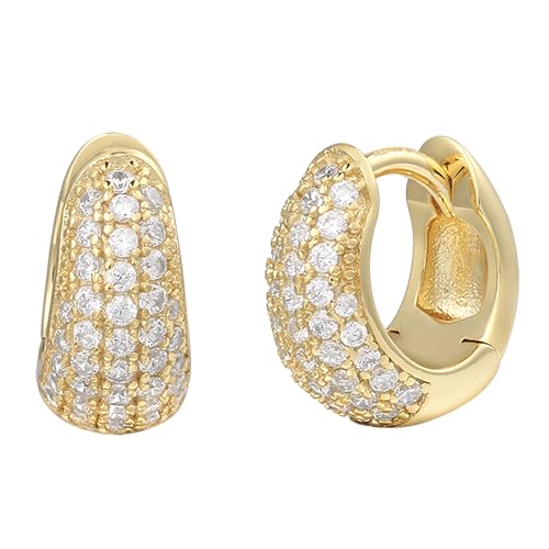 XENOX Creolen - Damen Ohrringe aus hochwertigem 925 - Sterlingsilber mit Zirkonia-Steinen XS10374G