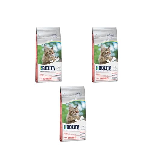 Bozita - Feline Large - Salmon Wheat Free 3er Pack 3 x 400 g Getreidefreies Trockenfutter für Katzen mit Lachs Alleinfuttermittel für Katzen