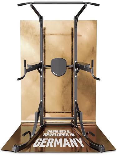 HQ Germany Power Tower 2026 Upgrade - Klimmzugstange freistehend mit Klimmzug Dip Station Klimmzugturm Klimmzugstation Pull Up Station Calisthenics Equipment Fitnessgeräte für Zuhause