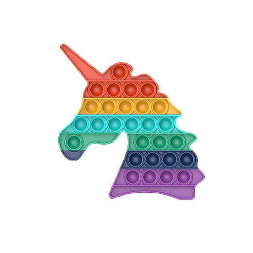 SHATCHI Regenbogen-Einhorn-Form Push-Pop-Up-Blase sensorisches Silikon-Extrusions-Fidget-Spielzeug Stressabbau Angstlinderung Autismus spezielle Bedürfnisse Quetschwerkzeuge für Kinder und