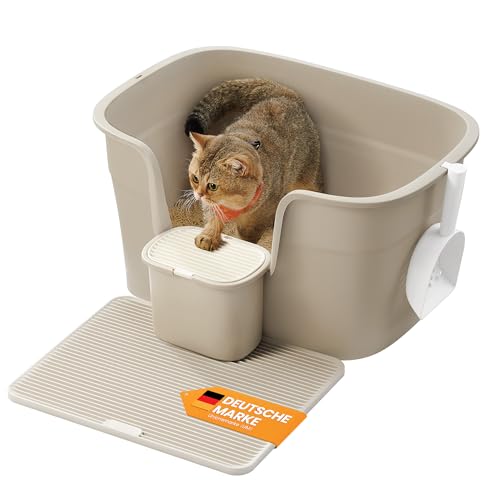 Feandrea extragroße für Mehrkatzenhaushalte hohen Seitenwänden Katzenstreumatte Aufbewahrungsbox fürße cappuccinobeige PPT003K01