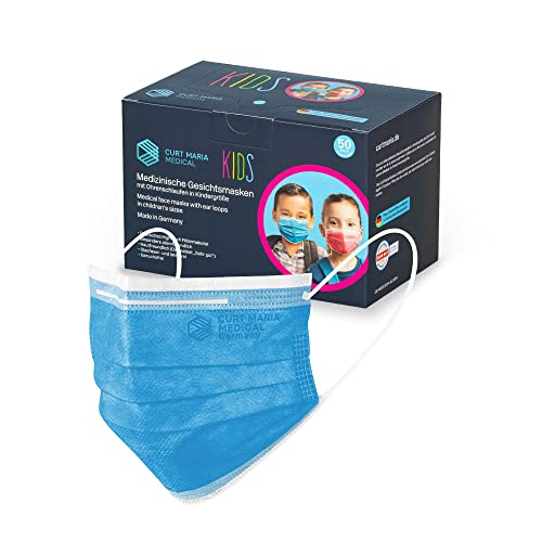 STAUBPIRAT 50x Medizinischer Mundschutz made in Germany OP-Maske TYP IIR CE zertifiziert EN14683 für Kinder kleine Größe blau