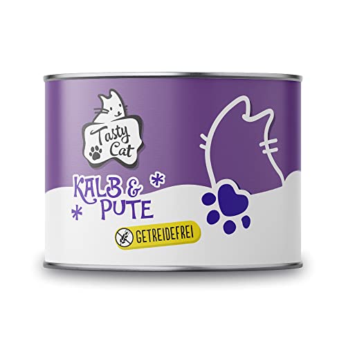 Tasty Cat Nassfutter für Katzen Kalb Pute 6 x 200g. getreidefrei zuckerfrei