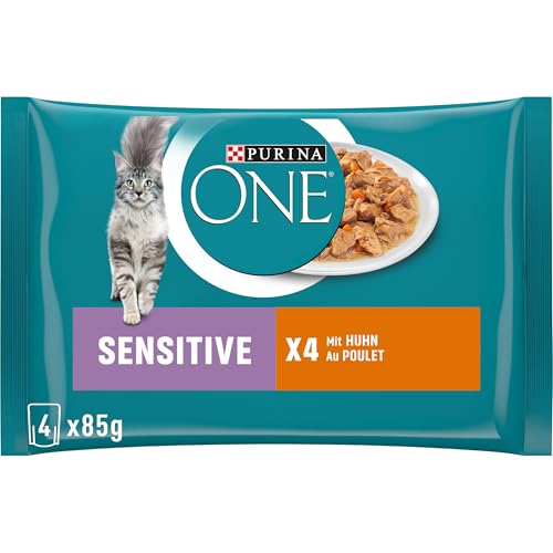 PURINA ONE Sensitive Katzenfutter Nass zarte Stückchen in Sauce mit Huhn 12er Pack 12 x 4 85g