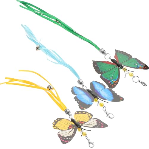 MUELODSIC 3 Stück Katzenspielzeug Ersatzköpfe Schmetterling aus Langlebigem Material für Interaktiven Katzen Teaser Nachfüllset für Wohnungskatzen und Kätzchen