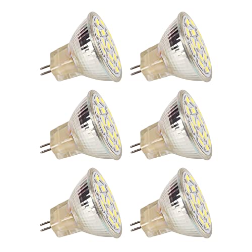 Garosa MR11 GU4 LED-Birnen 6 Stück 12 V 3 W Halogen-Ersatz-15 LED-Energiespar-Glühlampe für Landschafts- Akzent- Schienenlichter und Weihnachtsbaum-Faseroptik Weißes Licht