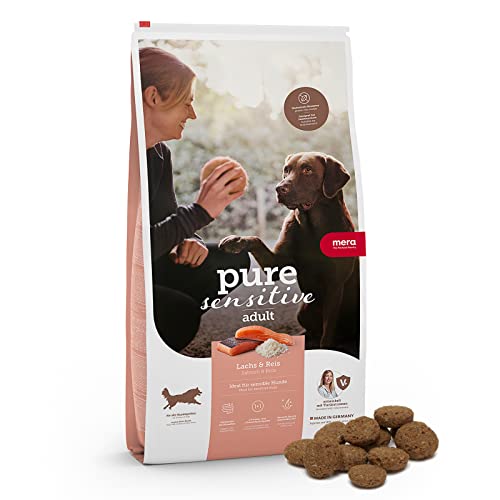  pure sensitive Lachs Hundefutter trocken für sensible Hunde Trockenfutter aus Lachs Futter für ausgewachsenen Hund ohne Weizen Zucker 12 5 kg