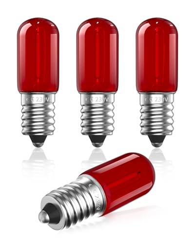 Lamptobe E14 LED Birne Rot 1W Kleine Schraube E14 Rote Lichter 220V ses E14 Birne Rote Mini Birne Edison LED Glühlampen Für Halloween Weihnachtsfeier 4 Lampen