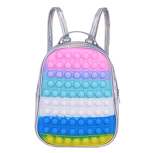 Ainiv Pop Tasche It Fidget Toys Tasche Pop Kinder Package Fidget Toys Crossbody Geldbörse Set Popit Push Pop Bubble Anti Stress Spielzeug Handtasche Plopper Bag Kleine Geschenke für Kind Silber