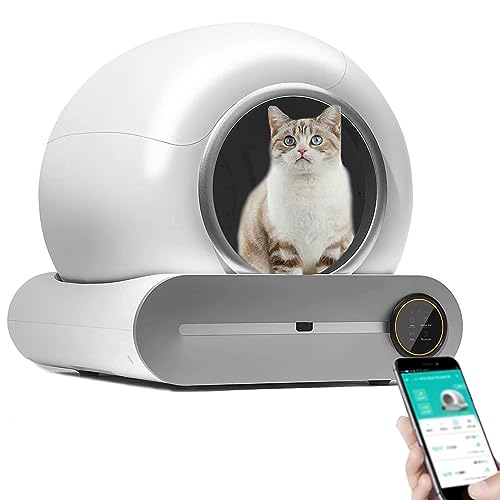 Automatische Katzentoilette selbstreinigende Katzentoilette mit extra großem Fassungsvermögen von 65 l intelligente Katzentoilette für mehrere Katzen APP-Steuerung Gesundheitsüberwachung