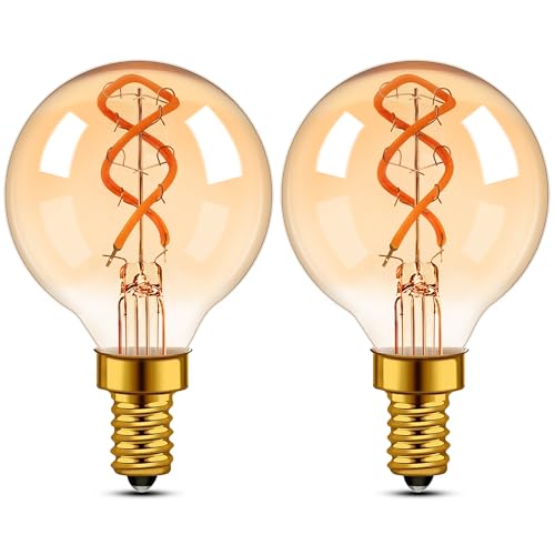 Century Light Vintage E14 LED Edison Glühbirne 25Watt 3W Antique Spiral LED Filament Tropfenform Birne 2200K Warmes Licht Retro Glühlampen 150lm 230V Bernstein Glas CRI90 2 Stück
