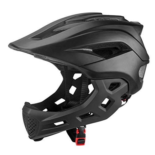 Kinder-Fahrradhelm Kinder-Skateboard-Helm 2-in-1-Kinder-Vollgesichts-Fahrradhelm Kinder BMX Dirtbike-Skateboard mit abnehmbarem Kinnschutz schwarz