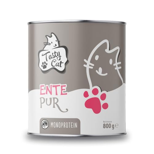 Tasty Cat Nassfutter für Katzen Mono Ente pur 6 x 800g. getreidefrei zuckerfrei Monoprotein