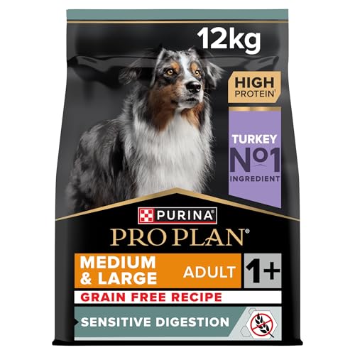 Pro Plan Grain Free Medium Large Adult Sensitive Digestion Hundefutter trocken reich an Truthahn 1er Pack 1 x 12 kg