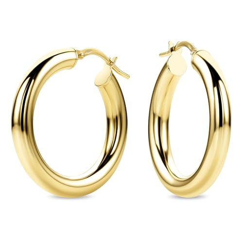 14 Karat 585 Gold Hochglanz Creolen Ohrringe Gelbgold 26 Millimeter