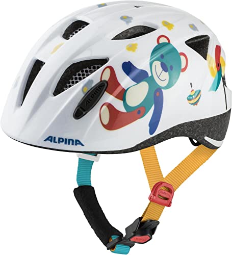 ALPINA XIMO - Leichter Sicherer Bruchfester Fahrradhelm Mit Optionalen LED-Licht Für Kinder white bear gloss 47-51 cm
