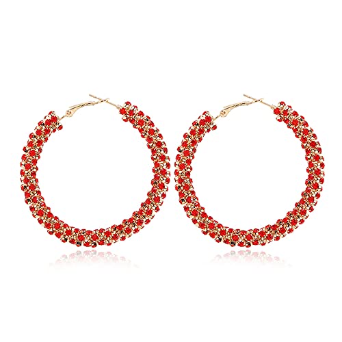 Glänzende große für Frauen Mädchen Boho große gewickelte Kreolen baumelnd leicht bequem funkelnd Hochzeit Weihnachten Geburtstag Schmuck Geschenke 50 mm Metall