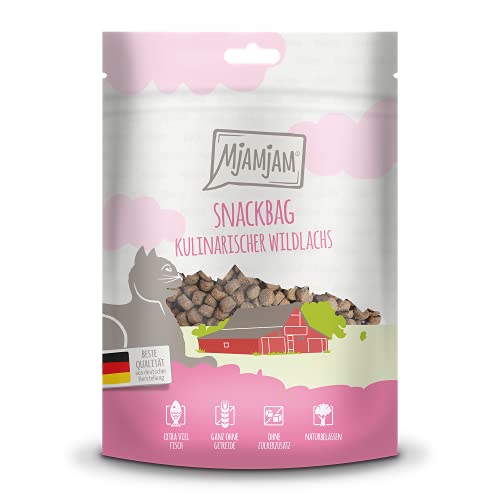 MjAMjAM - Premium Katzensnack - Snackbag - kulinarischer Wildlachs 1er Pack 1 x 125 g naturbelassen ganz ohne synthetische Konservierungsstoffe