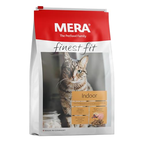 MERA finest fit Indoor Katzenfutter trocken für aktive Katzen Trockenfutter aus frischem Geflügel und Reis gesundes Futter für Hauskatzen ohne Zucker 4 kg