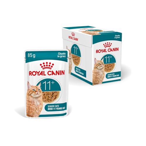 ROYAL CANIN AGEING 11 Gravy 12 x 85 g Nassfutter für Senior Katzen ab dem 11. Lebensjahr Formel mit dem HealthyAge7 Complex Schmackhafte Stückchen in Soße