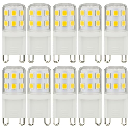 Ugvmn 2W G9 LED Leuchtmittel 320LM Warmweiß 3000K GU9 LEDs Birne entspricht 28W 33W Halogenlampe Kein Flackern G 9 LED Glühbirne Lampe G9 Enegiesparende Nicht Dimmbar 10er Pack