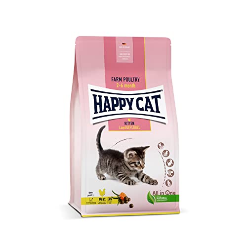 Happy Cat 70534 - Young Kitten Land Geflügel - Katzen-Trockenfutter für Katzen-Babys ab der 5. Lebenswoche - 300 g Inhalt