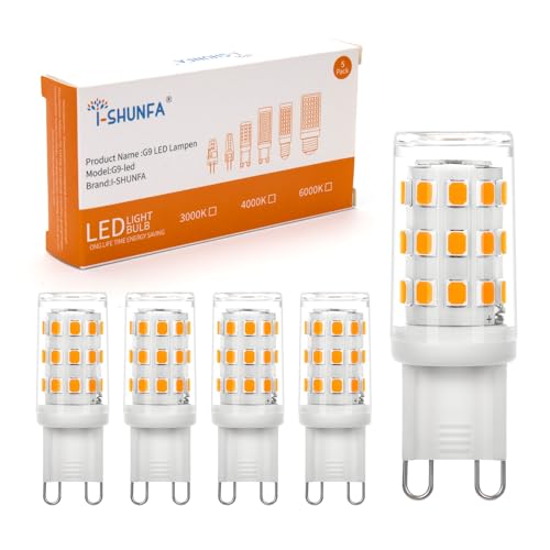 I-SHUNFA G9 LED Lampen 3W Warmweiß 3000k Ersatz 30W Halogenlampe AC 230V Enegiesparende LED kleine Birne 5 Stück