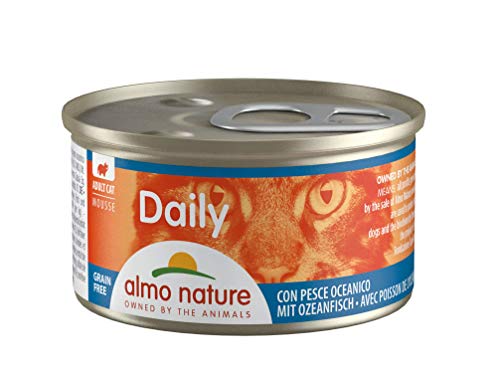 almo nature Daily Grain Free Katzenfutter Mousse mit Ozeanfisch Alleinfutter für Katzen Nassfutter ohne hinzugefügtes Getreide 24er Pack 24 x 85g