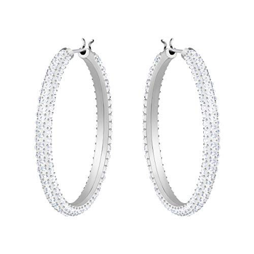 Swarovski Stone Kreolen Weiss Rhodiniert