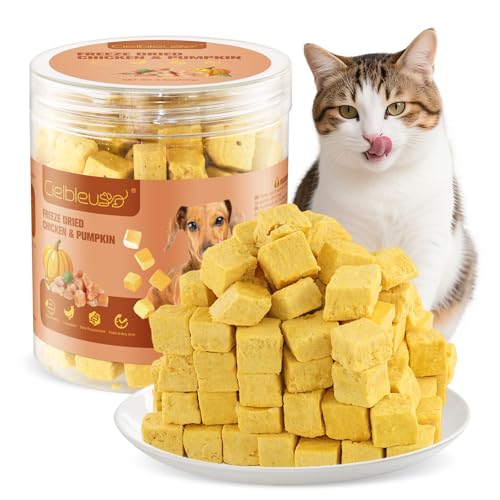 Gefriergetrocknete Snacks für Katzen und Hunde 100% Knuspriger Huhn Kürbisfür Hunde und Katzen Getreidefreies Premium Leckerli Ideal als Belohnung