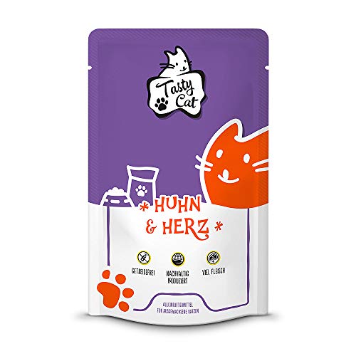 Tasty Cat Nassfutter für Katzen Huhn Herz 12 x 125g. getreidefrei zuckerfrei