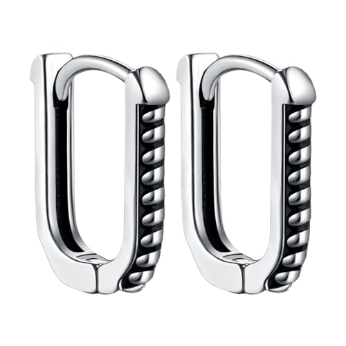 Flongo Unisex Wikinger Geometrische Rechteck Ohrstecker Edelstahl Hoop Gothic Ohrschmuck punk earrings für Herren Frauen Mädchen Weihnachten