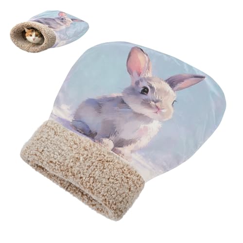 linqin Kätzchensack für kaltes Wetter schicker Hasenschlafsack Bett für Welpen Katzen und Welpen bequem halbgeschlossen