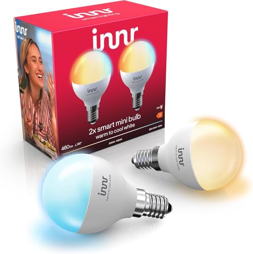 innr Zigbee Smart Lampe E14 Mini funktioniert mit Hue und Alexa Bridge erforderlich Warmweiß bis Kühlweiß smart LED E14 Glühbirne dimmbar 460 lumen 2 Stück