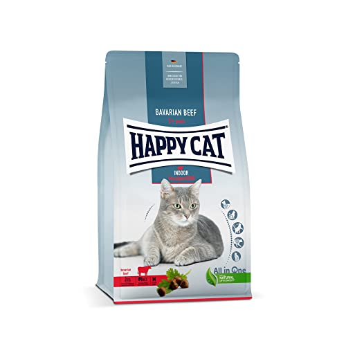 Happy Cat 70591 - Indoor Adult Voralpen Rind - Katzen-Trockenfutter für ausgewachsene Katzen und Kater - 300 g Inhalt