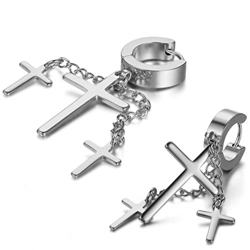  mit Anhänger mit 3 Baumelnde und Kette Unisex Gothic Ohrhänger Hängende Rock Geschenk für