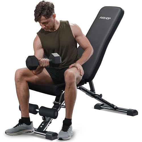 AIRHOP Upgrade Version Multifunktionaläg  Flachbank fürörpertraining schnellfaltbar sowie platzsparend für Home Gym und