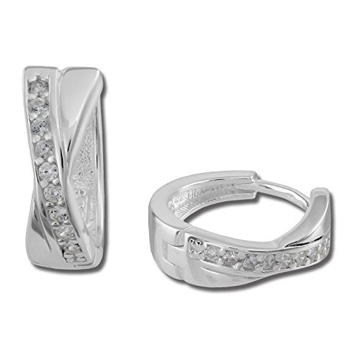 SilberDream Ohrringe 15mm Damen Silber Creolen X-Form Zirkonia weiß SDO380W Silber Creole