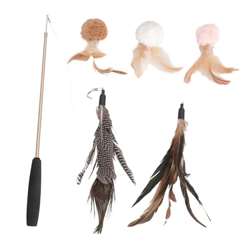 BESPORTBLE 6stücke Federwedel Für Katzen Katzenkitzeln Spielzeug Für Kätzchen Katzenspielzeug Federwedel Für Katzen Katzenzubehör Interaktives Katzenspielzeug