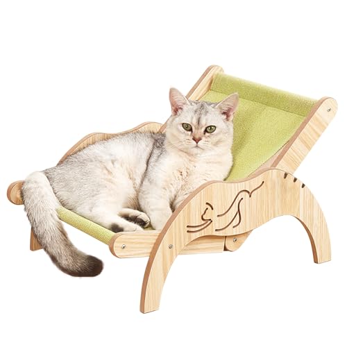LPOTIUS Katzenbett Erhöhtes Katzenbett Sofa aus Holz modischer Katzenstuhl mit abnehmbarem Matratzenbezug Belastbar mit 10 kg 35x48cm geeignet für Katzen Hunde Kaninchen Kätzchen und Kleintiere